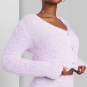 Wild Fable Cropped Cozy/Fuzzy Cardigan